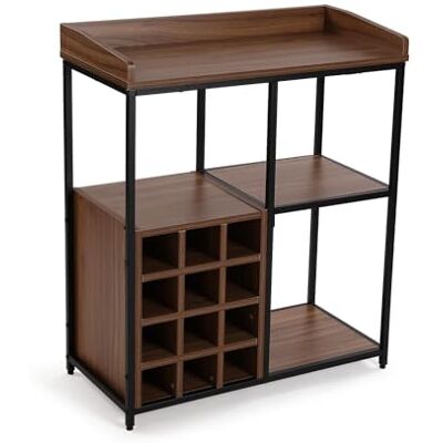 Versa Wijnrek voor 12 flessen, moderne stijl, 81 x 70 x 34 cm, MDF-hout en metaal, bruin en zwart Versa Wijnrek voor 12 flessen, moderne stijl, 81 x 70 x 34 cm, MDF-hout en metaal, bruin en zwart