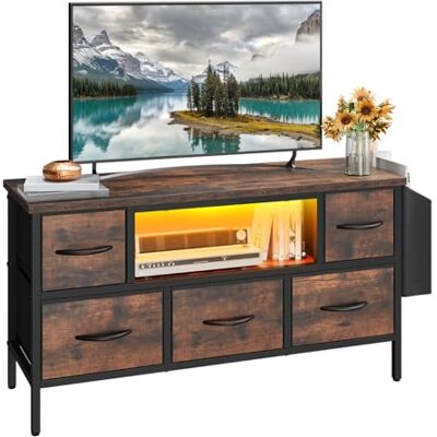 YITAHOME TV-kast voor woonkamer met 5 inklapbare laden en planken, tv-kast met RGB-ledverlichting, entertainmentcentrum met kast voor PS5 (bruin) YITAHOME TV-kast voor woonkamer met 5 inklapbare laden en planken, tv-kast met RGB-ledverlichting, entertainmentcentrum met kast voor PS5 (bruin)