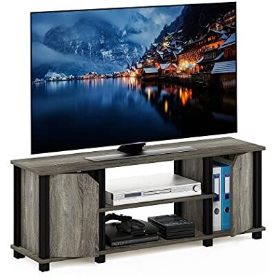 Furinno Stand, tv-kast, entertainmentcentrum met planken en opslag, bewerkt hout, Frans eiken/zwart, 111,3 x 40,6 x 29,7 cm (b x h x d) Furinno Stand, tv-kast, entertainmentcentrum met planken en opslag, bewerkt hout, Frans eiken/zwart, 111,3 x 40,6 x 29,7 cm (b x h x d)