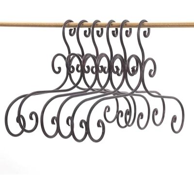 DESIGN DELIGHTS Amelie Vintage metalen kleerhangers, set van 6, oudbruin, 41 x 24 cm (b x h), haken in shabby-design DESIGN DELIGHTS Amelie Vintage metalen kleerhangers, set van 6, oudbruin, 41 x 24 cm (b x h), haken in shabby-design