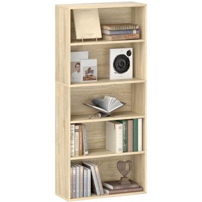 HOMCOM Boekenkast, opbergrek, 60 x 24 x 133,5 cm, natuurlijk hout Met 5 vakken, verstelbaar rek, opbergkast, voor kantoor, woonkamer, slaapkamer HOMCOM Boekenkast, opbergrek, 60 x 24 x 133,5 cm, natuurlijk hout Met 5 vakken, verstelbaar rek, opbergkast, voor kantoor, woonkamer, slaapkamer