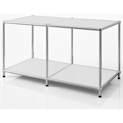 KARAT Concept Epure MK-016 Metalen rek wit dressoir met open planken 80 x 40 x 46 cm (b x d x h) frame van verchroomd staal met poedercoating elegant en functioneel KARAT Concept Epure MK-016 Metalen rek wit dressoir met open planken 80 x 40 x 46 cm (b x d x h) frame van verchroomd staal met poedercoating elegant en functioneel