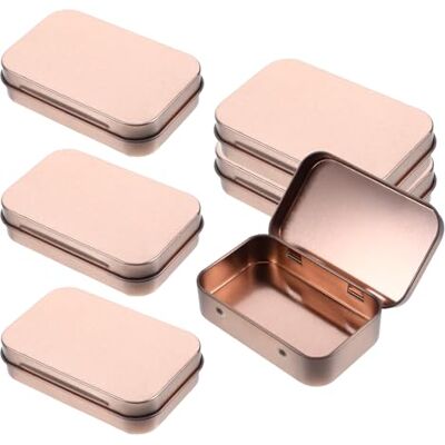 Sploziia Set van 6 metalen dozen roségoud met deksel, kleine dozen voor het opbergen van kleine onderdelen, metalen doos met deksel (roségoud) Sploziia Set van 6 metalen dozen roségoud met deksel, kleine dozen voor het opbergen van kleine onderdelen, metalen doos met deksel (roségoud)