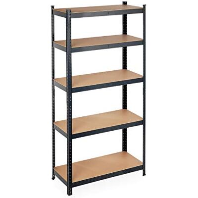 Relaxdays Rek voor zware lasten, opbergkast met clip, 5 etages, kelder, garage 875 kg, HlP: 180 x 90 x 40 cm, zwart Relaxdays Rek voor zware lasten, opbergkast met clip, 5 etages, kelder, garage 875 kg, HlP: 180 x 90 x 40 cm, zwart