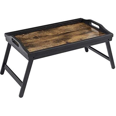 SONGMICS Beddienblad met inklapbare poten van bamboe, ontbijtdienblad voor bank, bed, dienblad met groef voor telefoon, tablet, laptop, rustiek bruin SONGMICS Beddienblad met inklapbare poten van bamboe, ontbijtdienblad voor bank, bed, dienblad met groef voor telefoon, tablet, laptop, rustiek bruin