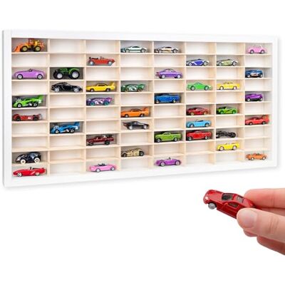 Creative Witte houten wandplank voor miniatuurauto's 80 verstelbare vakken verticale collectie vitrine organizer 80 x 41 x 5,5 cm Creative Witte houten wandplank voor miniatuurauto's 80 verstelbare vakken verticale collectie vitrine organizer 80 x 41 x 5,5 cm