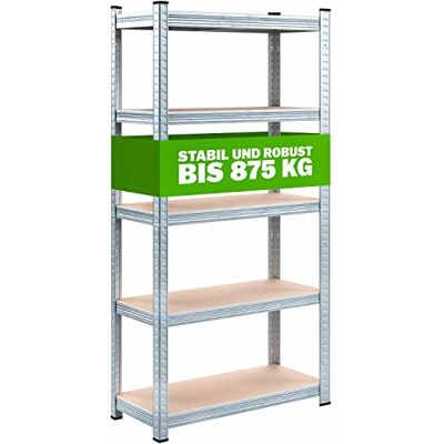 Monzana Deuba Rek voor zware lasten, 180 x 90 x 40 cm, 5 planken, max. 875 kg. Opbergkast van staal en MDF-hout, voor garage, werkplaats Monzana Deuba Rek voor zware lasten, 180 x 90 x 40 cm, 5 planken, max. 875 kg. Opbergkast van staal en MDF-hout, voor garage, werkplaats