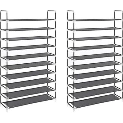 LANTUS Schoenenrek, 10 niveaus, metalen kast en niveaus, smal, schoenenrek, schoenenrek, organizer, elk voor 30-50 paar, 100 x 30 x 176 cm (2 stuks) zwart LANTUS Schoenenrek, 10 niveaus, metalen kast en niveaus, smal, schoenenrek, schoenenrek, organizer, elk voor 30-50 paar, 100 x 30 x 176 cm (2 stuks) zwart