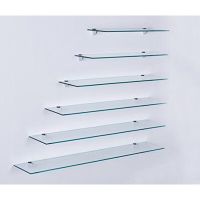 Euro Tische Glazen wandplank, helder glas, glazen rek voor de badkamer, helder glas, doucheplank met 6 mm ESG veiligheidsglas en metalen houders gemonteerd, verschillende maten (90 cm) Euro Tische Glazen wandplank, helder glas, glazen rek voor de badkamer, helder glas, doucheplank met 6 mm ESG veiligheidsglas en metalen houders gemonteerd, verschillende maten (90 cm)