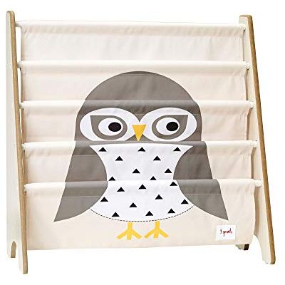 3 Sprouts Boekenrek voor kinderen, ruimtebesparende boekenkast en boekenkast voor kinderkamer en kinderkamer, uilenmotief 3 Sprouts Boekenrek voor kinderen, ruimtebesparende boekenkast en boekenkast voor kinderkamer en kinderkamer, uilenmotief