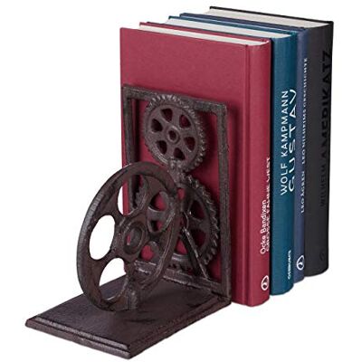 Relaxdays Retro gietijzeren boekensteunen boeken dvd tandwielen filmrol decoratieve boek hoek H x B x D: 16 x 13 x 10 cm, bruin Relaxdays Retro gietijzeren boekensteunen boeken dvd tandwielen filmrol decoratieve boek hoek H x B x D: 16 x 13 x 10 cm, bruin