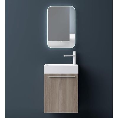 Mai & Mai Pisa Badkamermeubelset Kleine onderkast 46 cm Van licht eiken Met wastafel van mineraal gietijzer en spiegel voor gastentoilet Ensemble de Meubles, Lavabo et Miroir Inclus, Meuble sous Lavabo Suspendu avec Tiroir, 46x26x63cm, Pisa Mai & Mai Pisa Badkamermeubelset Kleine onderkast 46 cm Van licht eiken Met wastafel van mineraal gietijzer en spiegel voor gastentoilet Ensemble de Meubles, Lavabo et Miroir Inclus, Meuble sous Lavabo Suspendu avec Tiroir, 46x26x63cm, Pisa