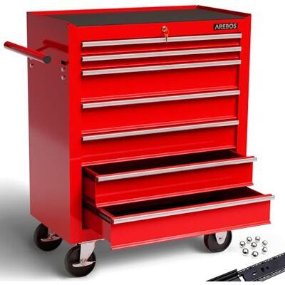 Arebos Gereedschapskist, werkplaatswagen, 7 laden, krasbestendig, met antislipcoating, 33 x 70 x 78 cm (d x b x h) Arebos Gereedschapskist, werkplaatswagen, 7 laden, krasbestendig, met antislipcoating, 33 x 70 x 78 cm (d x b x h)