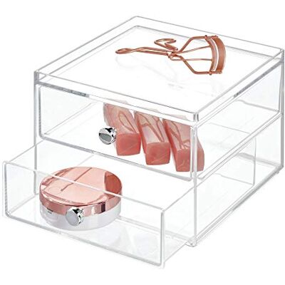 InterDesign iDesign Drawers Make-up-organizer, opbergdoos van kunststof voor make-up en co., ladebox met 2 laden, transparant InterDesign iDesign Drawers Make-up-organizer, opbergdoos van kunststof voor make-up en co., ladebox met 2 laden, transparant