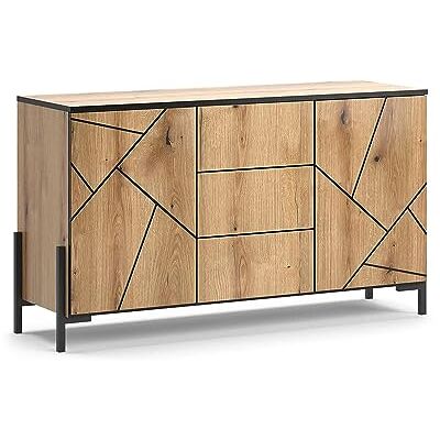 Vicco Commode met laden "Hatto", eiken, 124 x 69,6 cm Geschikt voor opslag en opslag in de slaapkamer Vicco Commode met laden "Hatto", eiken, 124 x 69,6 cm Geschikt voor opslag en opslag in de slaapkamer
