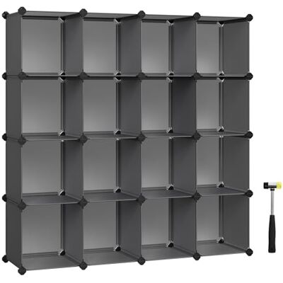 SONGMICS Opbergkast voor 15 blokjes, modulaire organizer, kunststof rek, kastscheider, schoenenopslag, voor slaapkamer, kantoor, 153 x 31 x 153 cm, grijs LPC442G01 SONGMICS Opbergkast voor 15 blokjes, modulaire organizer, kunststof rek, kastscheider, schoenenopslag, voor slaapkamer, kantoor, 153 x 31 x 153 cm, grijs LPC442G01