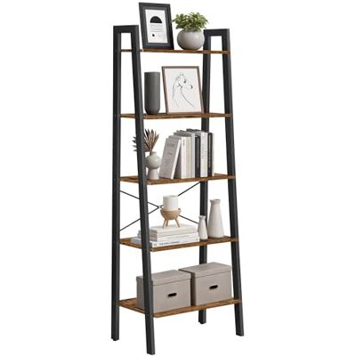 VASAGLE Staande plank, boekenkast met 5 legplanken, met metalen frame, eenvoudige montage, voor woonkamer, slaapkamer, keuken, 56 x 34 x 172 cm (L x B x H), vintage bruin-zwart LLS45X VASAGLE Staande plank, boekenkast met 5 legplanken, met metalen frame, eenvoudige montage, voor woonkamer, slaapkamer, keuken, 56 x 34 x 172 cm (L x B x H), vintage bruin-zwart LLS45X