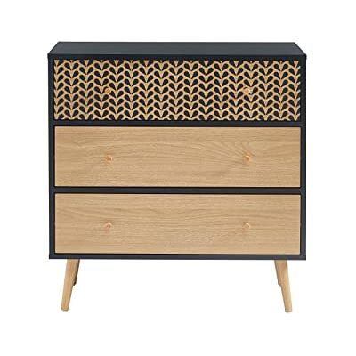 BAÏTA Commode met kapucijnen, zwart en eikeneffect, 78 cm BAÏTA Commode met kapucijnen, zwart en eikeneffect, 78 cm