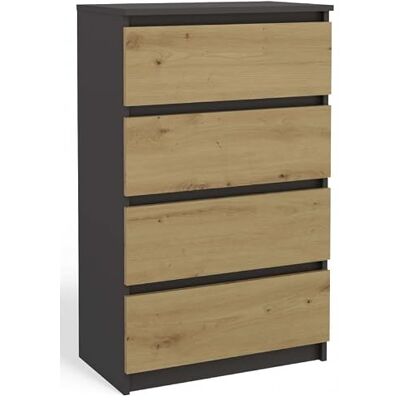 CDF Commode met 4 laden, antraciet eiken Artisan voor slaapkamer, 40 x 70 x Kledingopslag, gebruik in de woonkamer of op kantoor, eenvoudige installatie, modern design, lage kast, dagelijks gebruik CDF Commode met 4 laden, antraciet eiken Artisan voor slaapkamer, 40 x 70 x Kledingopslag, gebruik in de woonkamer of op kantoor, eenvoudige installatie, modern design, lage kast, dagelijks gebruik