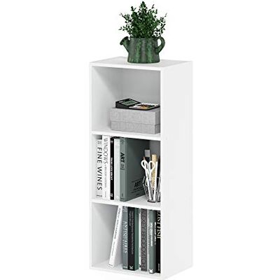 Furinno Open boekenkast, met 3 vakken, hout, wit, 30,5 x 23,6 x 80 cm Furinno Open boekenkast, met 3 vakken, hout, wit, 30,5 x 23,6 x 80 cm