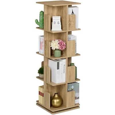 Relaxdays Kleine boekenkast, 360 graden draaibaar, 4 niveaus, voor je boeken en cd's, HLP: 125,5 x 39 x 39 cm, naturel Relaxdays Kleine boekenkast, 360 graden draaibaar, 4 niveaus, voor je boeken en cd's, HLP: 125,5 x 39 x 39 cm, naturel