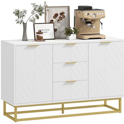 HOMCOM Dressoir met 2 kasten, deuren, verstelbaar, 120 x 40 x 76 cm, wit/goud HOMCOM Dressoir met 2 kasten, deuren, verstelbaar, 120 x 40 x 76 cm, wit/goud