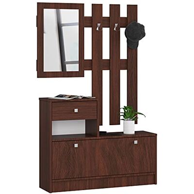AKORD Set van 2 garderobes, schoenenkast met eindstuk en lade, B 90 x H 70 x D 25 cm en wandkapstok met spiegel, 90 x 100 cm (b x h), gewicht 39 kg AKORD Set van 2 garderobes, schoenenkast met eindstuk en lade, B 90 x H 70 x D 25 cm en wandkapstok met spiegel, 90 x 100 cm (b x h), gewicht 39 kg