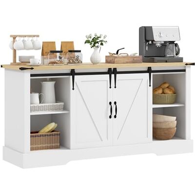 HOMCOM Dressoir met 2 schuifdeuren, hout, 150 l x 40 d x 72 h, eikenwit HOMCOM Dressoir met 2 schuifdeuren, hout, 150 l x 40 d x 72 h, eikenwit