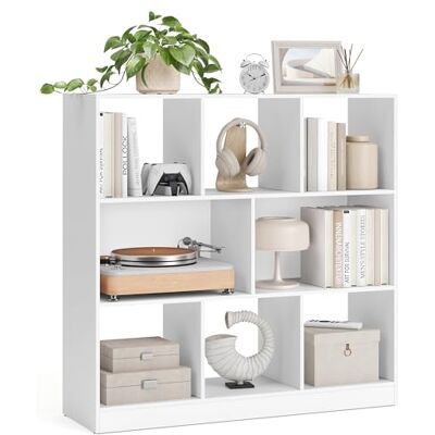 VASAGLE Boekenkast, Boekenplank, Opbergmeubel met open vakken, voor Woonkamer, Slaapkamer, Kantoor, Scheidingswand, 97,5 x 30 x 100 cm, Wit LBC52WT VASAGLE Boekenkast, Boekenplank, Opbergmeubel met open vakken, voor Woonkamer, Slaapkamer, Kantoor, Scheidingswand, 97,5 x 30 x 100 cm, Wit LBC52WT
