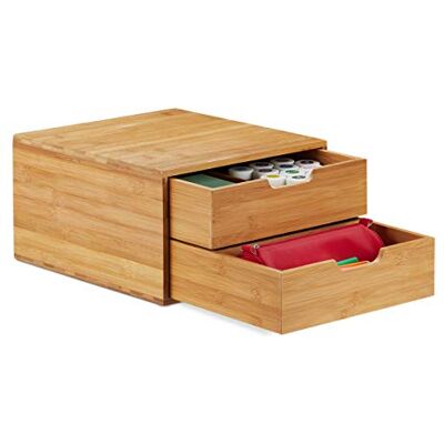 Relaxdays bureau organizer, bamboe, ladekastje, natuurlijke look, opbergkastje, kantoor, HBD 18 x 30 x 31 cm, natuur Relaxdays bureau organizer, bamboe, ladekastje, natuurlijke look, opbergkastje, kantoor, HBD 18 x 30 x 31 cm, natuur