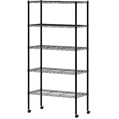 Furinno Wayar Metalen opbergrek met 5 niveaus, 30 x 14 x 60 cm, zwart Furinno Wayar Metalen opbergrek met 5 niveaus, 30 x 14 x 60 cm, zwart