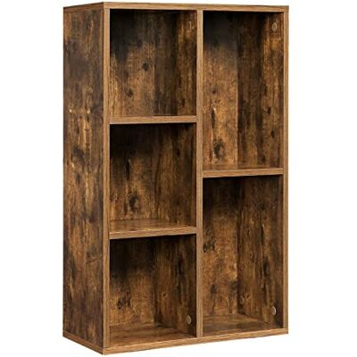 VASAGLE Boekenkast, rek met 5 niveaus, opbergkast, voor woonkamer, kantoor, slaapkamer, scheidingswand, 50 x 24 x 80 cm, rustiek bruin, LBC025X01 VASAGLE Boekenkast, rek met 5 niveaus, opbergkast, voor woonkamer, kantoor, slaapkamer, scheidingswand, 50 x 24 x 80 cm, rustiek bruin, LBC025X01