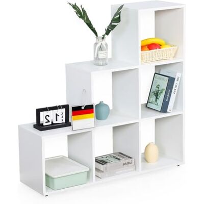 KARAT Elegant opbergrek met meerdere vakken, kubusvormig slaapkamerboekenkast met veiligheidsgordel, kantelbeveiliging (wit Carolina, 29 b x 97,5 l x 97,5 H cm (6 vakjes)) KARAT Elegant opbergrek met meerdere vakken, kubusvormig slaapkamerboekenkast met veiligheidsgordel, kantelbeveiliging (wit Carolina, 29 b x 97,5 l x 97,5 H cm (6 vakjes))
