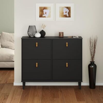 IDIMEX MIKKA Schoenenkast met 4 kleppen, zwart, schoenenrek smal IDIMEX MIKKA Schoenenkast met 4 kleppen, zwart, schoenenrek smal