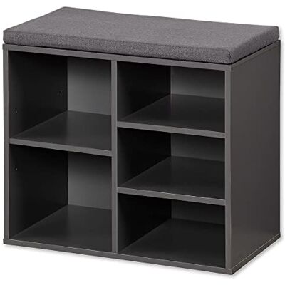 Kesper Schoenenkast met zitkussen Materiaal: vezelplaat Afmetingen: L 51,5 x H 48 x L 29,5 cm Kleur: grijs 15913 Kesper Schoenenkast met zitkussen Materiaal: vezelplaat Afmetingen: L 51,5 x H 48 x L 29,5 cm Kleur: grijs 15913