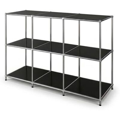 Floordirekt Concept Epure MK-018 Metalen rek, zwart, 116 x 40 x 82 cm, 3 planken, dressoir en onderkant, open boekenkast, kubusrek, Epure concept Floordirekt Concept Epure MK-018 Metalen rek, zwart, 116 x 40 x 82 cm, 3 planken, dressoir en onderkant, open boekenkast, kubusrek, Epure concept