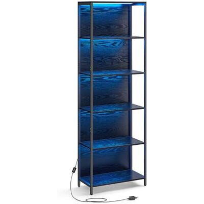 VASAGLE Led-boekenkast met 6 niveaus, verstelbaar lichtrek, opbergkast met stalen frame, 30,3 x 60 x 178,6 cm, voor woonkamer, slaapkamer, kantoor, houtzwart LLS120B57 VASAGLE Led-boekenkast met 6 niveaus, verstelbaar lichtrek, opbergkast met stalen frame, 30,3 x 60 x 178,6 cm, voor woonkamer, slaapkamer, kantoor, houtzwart LLS120B57
