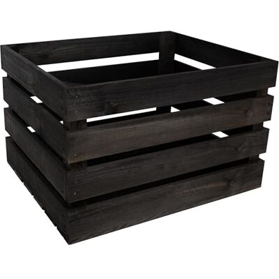 Creative Houten kist, zwart, vintage, 50 x 40 x 30 cm, opslag en decoratie, kist Creative Houten kist, zwart, vintage, 50 x 40 x 30 cm, opslag en decoratie, kist