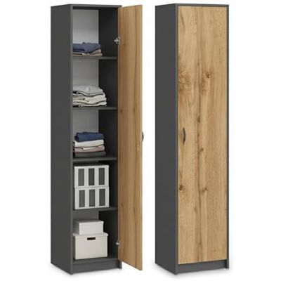 Home Collective Boekenkast Kast Multifunctionele organizer met 4 verstelbare planken Documentenrek Smal houten wandrek voor slaapkamer, gang of kantoor Breedte 50 cm Eikenhout antraciet Home Collective Boekenkast Kast Multifunctionele organizer met 4 verstelbare planken Documentenrek Smal houten wandrek voor slaapkamer, gang of kantoor Breedte 50 cm Eikenhout antraciet