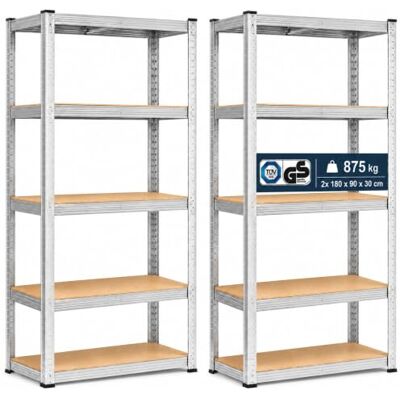 Arebos Rek robuuste opslag 875 kg 180 x 90 x 30 cm 5 planken verzinkt metaal en MDF Arebos Rek robuuste opslag 875 kg 180 x 90 x 30 cm 5 planken verzinkt metaal en MDF