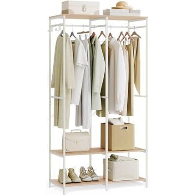 SONGMICS RGR004W67 Open kast met kledingstang, planken, afneembare haken, 40 x 94,5 x 180 cm, naturel beige SONGMICS RGR004W67 Open kast met kledingstang, planken, afneembare haken, 40 x 94,5 x 180 cm, naturel beige