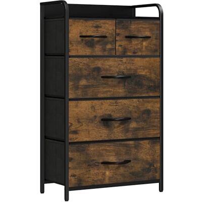 YITAHOME Commode met laden, kast met 5 laden van stof, moderne stijl, voor slaapkamer, woonkamer, kinderkamer, hal, rustiek bruin YITAHOME Commode met laden, kast met 5 laden van stof, moderne stijl, voor slaapkamer, woonkamer, kinderkamer, hal, rustiek bruin