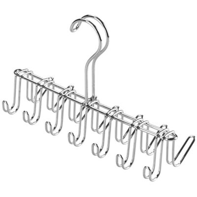 InterDesign iDesign stropdashouder met 14 haken, kleine riemhouder van verchroomd metaal, opbergbeugel voor riemen en stropdassen, zilver InterDesign iDesign stropdashouder met 14 haken, kleine riemhouder van verchroomd metaal, opbergbeugel voor riemen en stropdassen, zilver