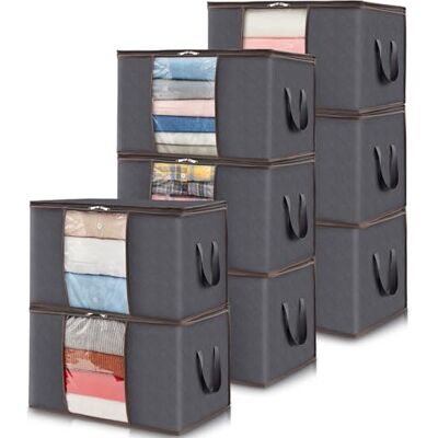 Lifewit 8 stuks opbergzakken voor kleding, 60 liter, opbergdoos, verhuizing, opbergbak voor kleding, dekens, dekbedden, opvouwbare opbergdoos met versterkt handvat, grijs Lifewit 8 stuks opbergzakken voor kleding, 60 liter, opbergdoos, verhuizing, opbergbak voor kleding, dekens, dekbedden, opvouwbare opbergdoos met versterkt handvat, grijs