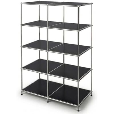 Floordirekt Concept Epure MK-015 Open metalen rek met 5 planken, boekenrek en ruimteverdeler, zwart, 78 x 40 x 118 cm Floordirekt Concept Epure MK-015 Open metalen rek met 5 planken, boekenrek en ruimteverdeler, zwart, 78 x 40 x 118 cm