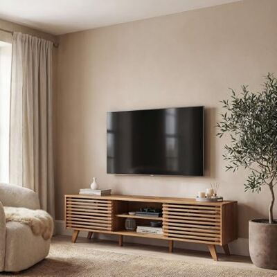 IDIMEX RIAN Lage tv-kast met 2 schuifdeuren voor tv van 75 IDIMEX RIAN Lage tv-kast met 2 schuifdeuren voor tv van 75