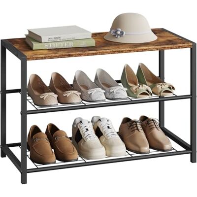 WOLTU Schoenenbank met zitting, badkamerrek, commode voor ca. 6 paar schoenen, hout en metaal WOLTU Schoenenbank met zitting, badkamerrek, commode voor ca. 6 paar schoenen, hout en metaal