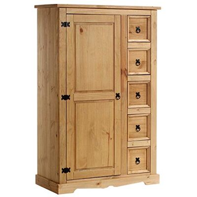 IDIMEX Tequila Commode met 5 laden, massief grenenhout, getint en natuurlijke was, 2 verstelbare planken, eetkamerkast met decoratief beslag, zwart, ladekast voor woonkamer, keuken IDIMEX Tequila Commode met 5 laden, massief grenenhout, getint en natuurlijke was, 2 verstelbare planken, eetkamerkast met decoratief beslag, zwart, ladekast voor woonkamer, keuken