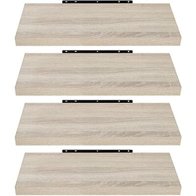 EUGAD 4-delig zwevend wandrek van hout, 60 x 22,9 x 3,8 cm, Sonoma eiken 0051QJ-4 EUGAD 4-delig zwevend wandrek van hout, 60 x 22,9 x 3,8 cm, Sonoma eiken 0051QJ-4
