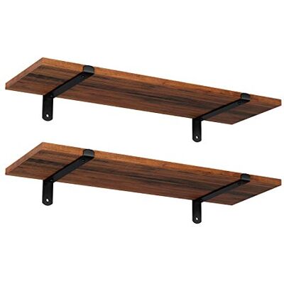 SONGMICS Wandplank, set van 2, 60 x 20 x 7 cm, zwevende plank, decoratieve planken, vintage, houtlook, voor slaapkamer, woonkamer, keuken, hal, elke plank belastbaar tot 15 kg, MDF bruin-zwart LWS04NB Style Moderne basique, Marron Rustique et Noir Mat, SONGMICS Wandplank, set van 2, 60 x 20 x 7 cm, zwevende plank, decoratieve planken, vintage, houtlook, voor slaapkamer, woonkamer, keuken, hal, elke plank belastbaar tot 15 kg, MDF bruin-zwart LWS04NB Style Moderne basique, Marron Rustique et Noir Mat,